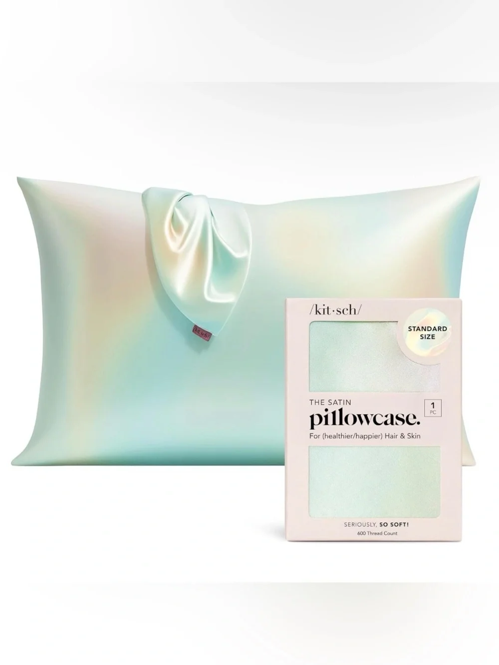 Kitsch Satin Pillowcase Set in Mint Gradient